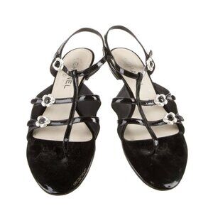 Chanel 2014 Interlocking CC Logo Slingback Sandals 39.5 FR